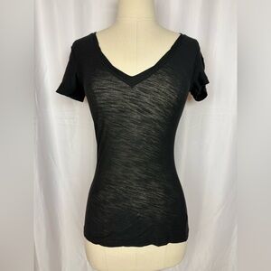 James Perse Sheer Black V-Neck Tee